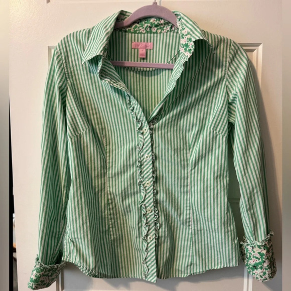 Lilly Pulitzer Striped Button Down Shirt Size 6 - Picture 1 of 7